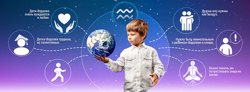 Детям-Водолеям важна дружба Мальчик с Землей в руке