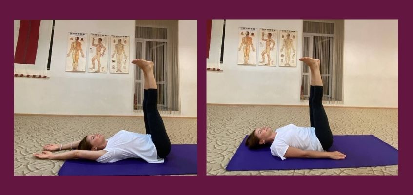 Усложненная версия предыдущего упражнения Упражнения ногами вверх лежа на спине